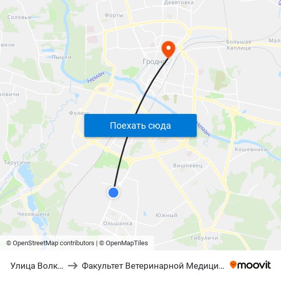 Улица Волкова to Факультет Ветеринарной Медицины Ггау map