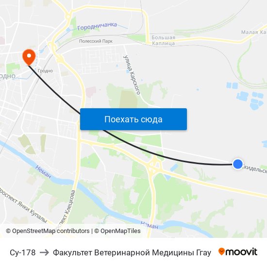 Су-178 to Факультет Ветеринарной Медицины Ггау map