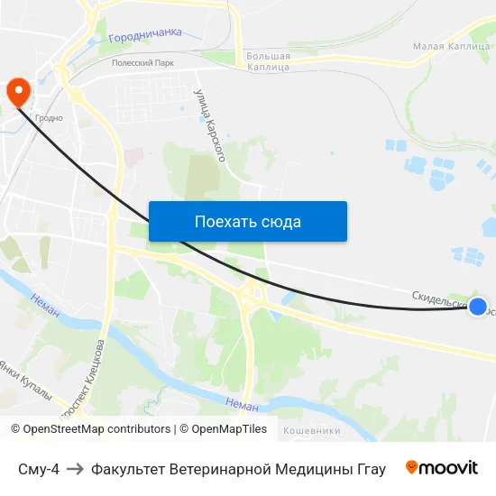 Сму-4 to Факультет Ветеринарной Медицины Ггау map