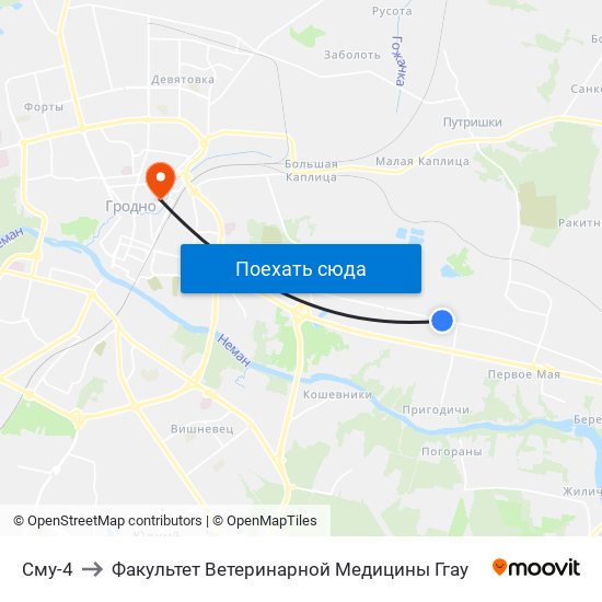 Сму-4 to Факультет Ветеринарной Медицины Ггау map