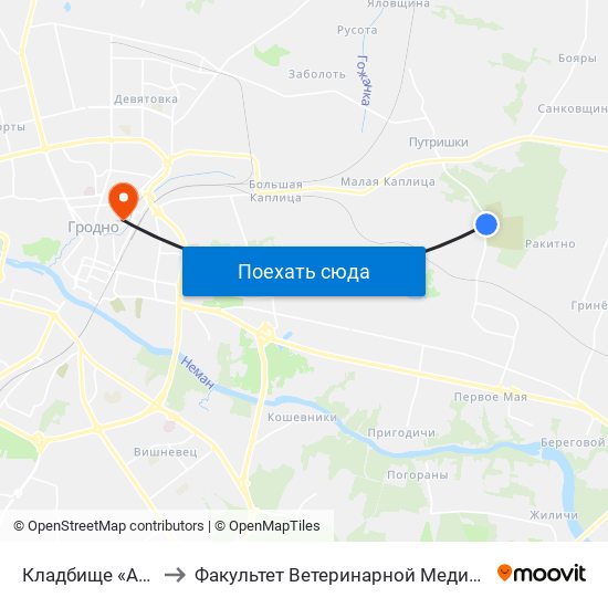 Кладбище «Аульс» to Факультет Ветеринарной Медицины Ггау map