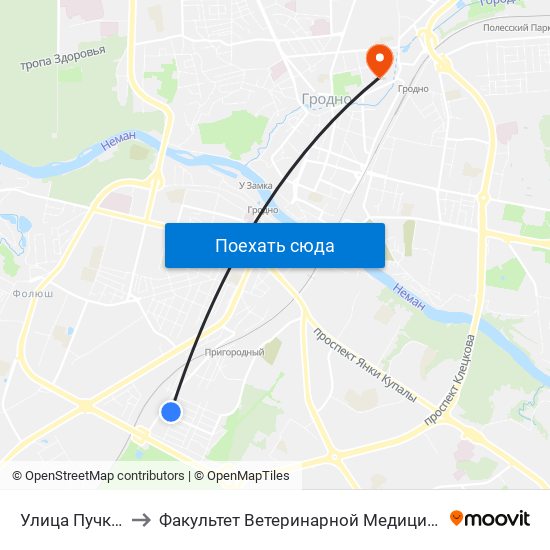 Улица Пучкова to Факультет Ветеринарной Медицины Ггау map