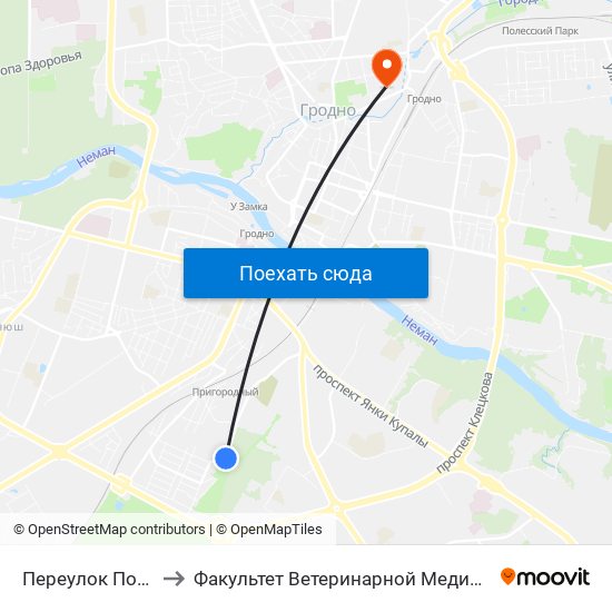 Переулок Победы to Факультет Ветеринарной Медицины Ггау map