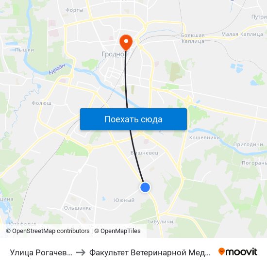 Улица Рогачевского to Факультет Ветеринарной Медицины Ггау map
