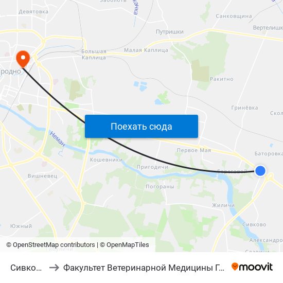 Сивково to Факультет Ветеринарной Медицины Ггау map