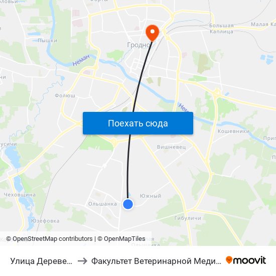 Улица Деревенская to Факультет Ветеринарной Медицины Ггау map