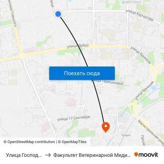 Улица Господарчая to Факультет Ветеринарной Медицины Ггау map