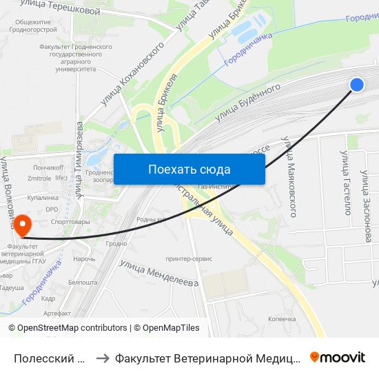 Полесский Парк to Факультет Ветеринарной Медицины Ггау map