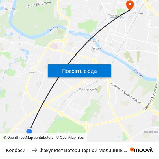 Колбасино to Факультет Ветеринарной Медицины Ггау map