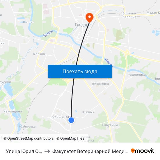 Улица Юрия Олеши to Факультет Ветеринарной Медицины Ггау map