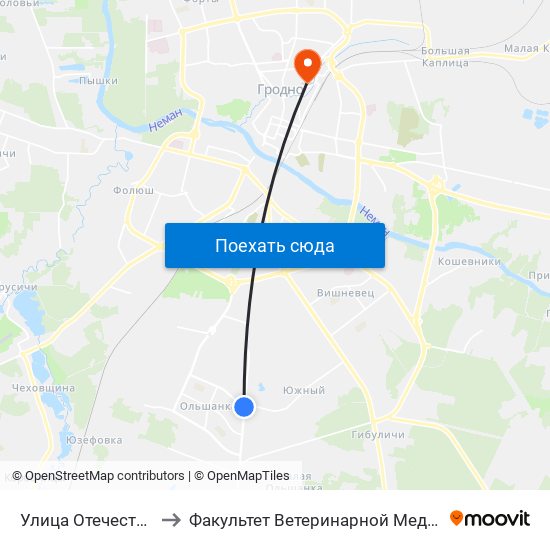 Улица Отечественная to Факультет Ветеринарной Медицины Ггау map