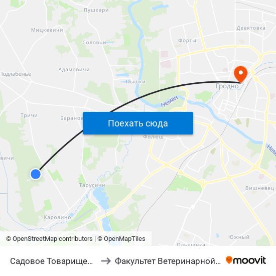 Садовое Товарищество «Вишня» to Факультет Ветеринарной Медицины Ггау map