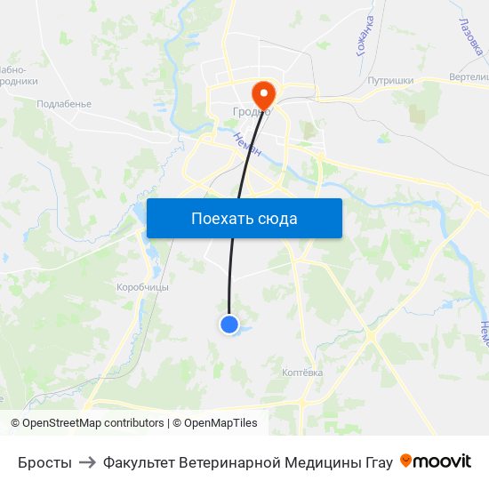 Бросты to Факультет Ветеринарной Медицины Ггау map