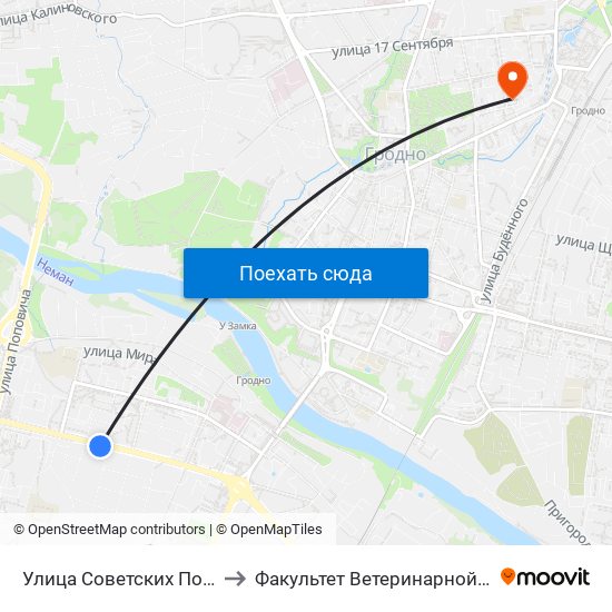 Улица Советских Пограничников to Факультет Ветеринарной Медицины Ггау map