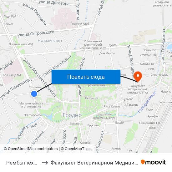 Рембыттехника to Факультет Ветеринарной Медицины Ггау map