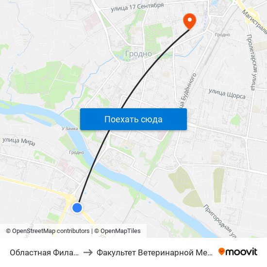 Областная Филармония to Факультет Ветеринарной Медицины Ггау map