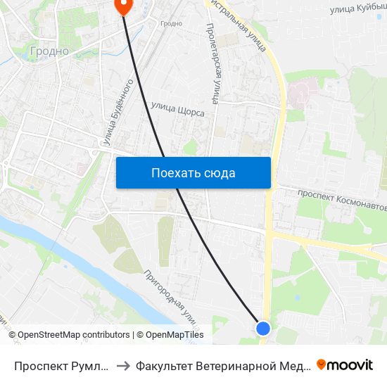 Проспект Румлёвский to Факультет Ветеринарной Медицины Ггау map