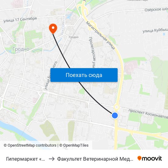 Гипермаркет «Алми» to Факультет Ветеринарной Медицины Ггау map