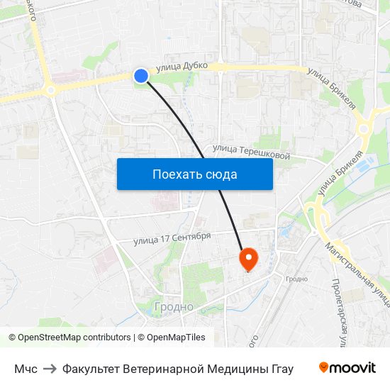 Мчс to Факультет Ветеринарной Медицины Ггау map