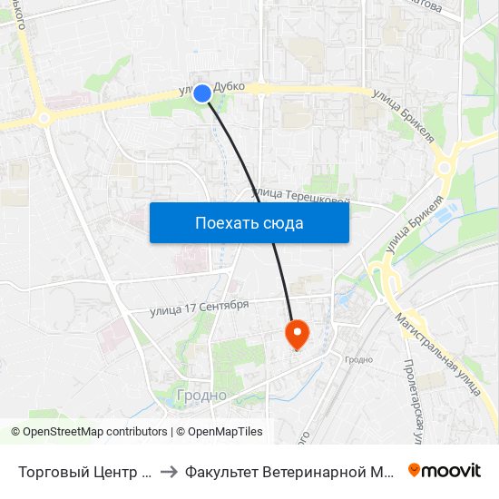 Торговый Центр «Oldcity» to Факультет Ветеринарной Медицины Ггау map