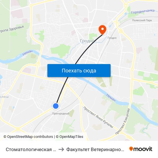 Стоматологическая Поликлиника to Факультет Ветеринарной Медицины Ггау map