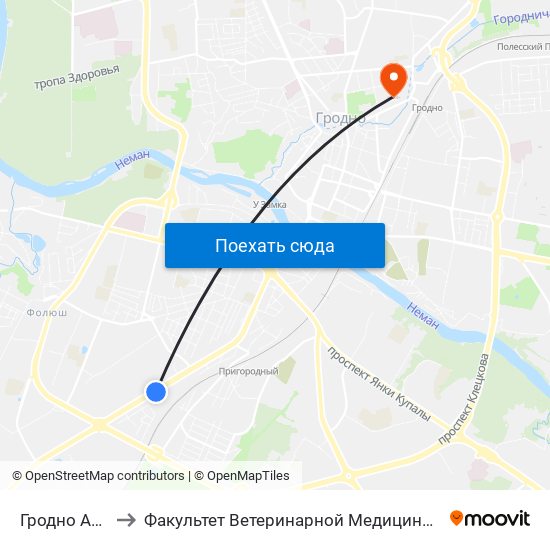 Гродно Атэп to Факультет Ветеринарной Медицины Ггау map