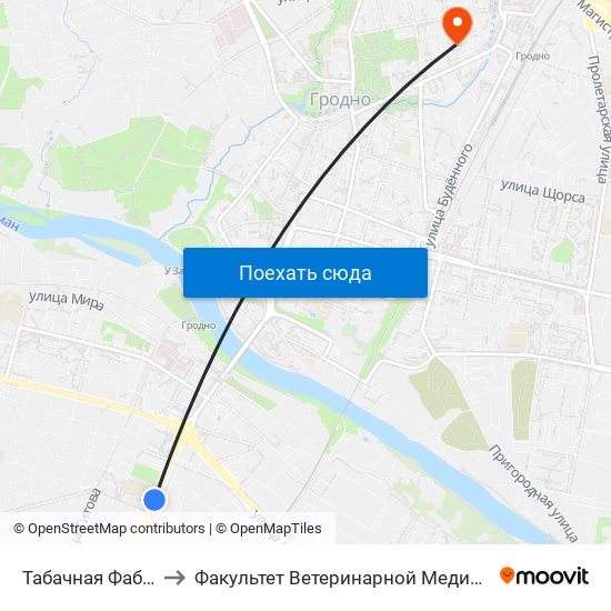 Табачная Фабрика to Факультет Ветеринарной Медицины Ггау map