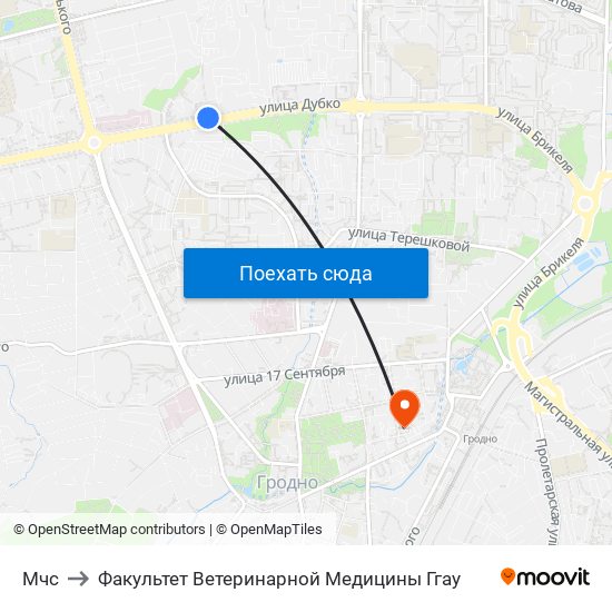 Мчс to Факультет Ветеринарной Медицины Ггау map