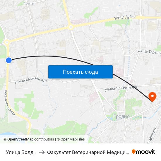 Улица Болдина to Факультет Ветеринарной Медицины Ггау map