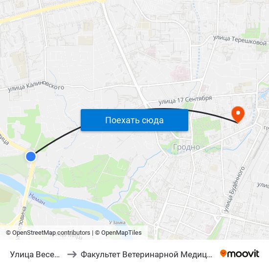 Улица Весенняя to Факультет Ветеринарной Медицины Ггау map