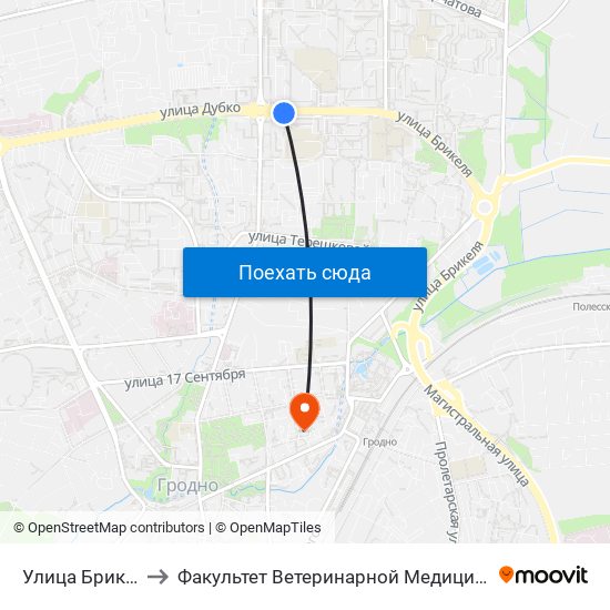 Улица Брикеля to Факультет Ветеринарной Медицины Ггау map