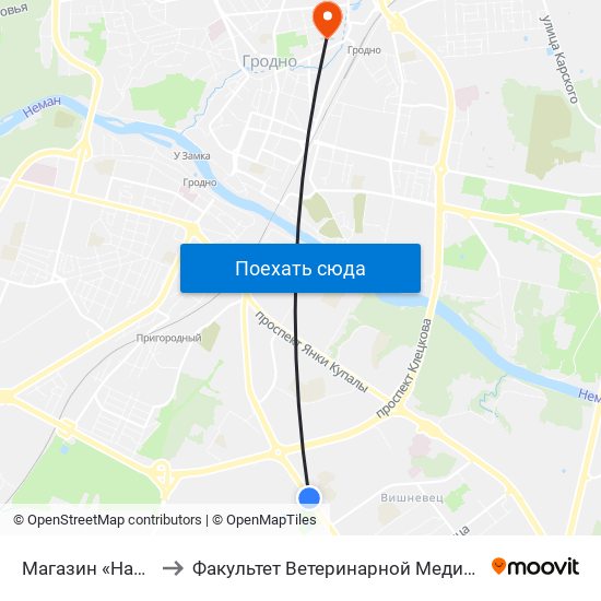 Магазин «Нарочь» to Факультет Ветеринарной Медицины Ггау map