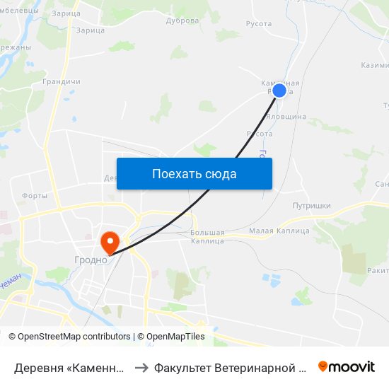 Деревня «Каменная Руссота» to Факультет Ветеринарной Медицины Ггау map