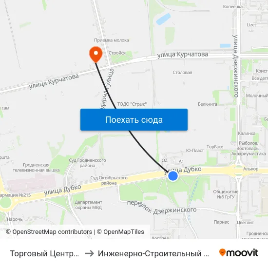 Торговый Центр «Oldcity» to Инженерно-Строительный Факультет Гргу map
