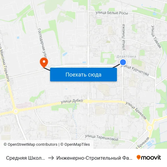 Средняя Школа № 36 to Инженерно-Строительный Факультет Гргу map