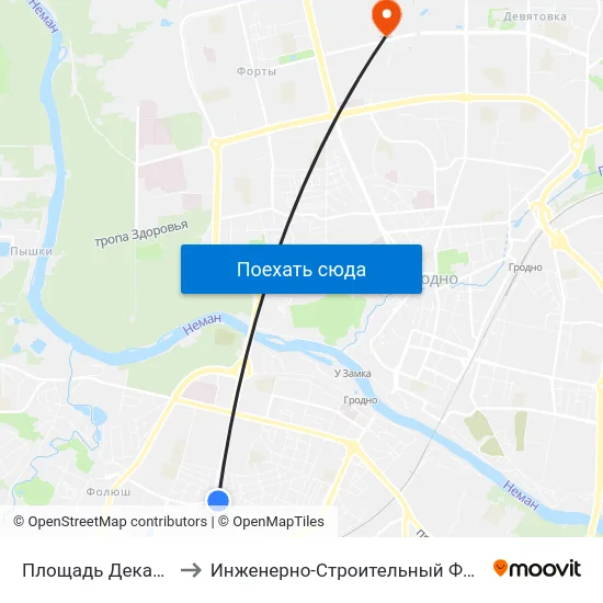 Площадь Декабристов to Инженерно-Строительный Факультет Гргу map