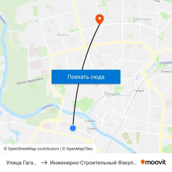 Улица Гагарина to Инженерно-Строительный Факультет Гргу map