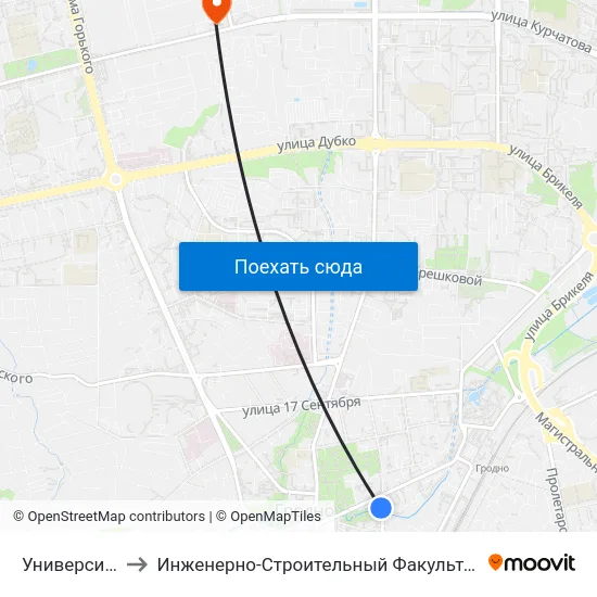 Университет to Инженерно-Строительный Факультет Гргу map