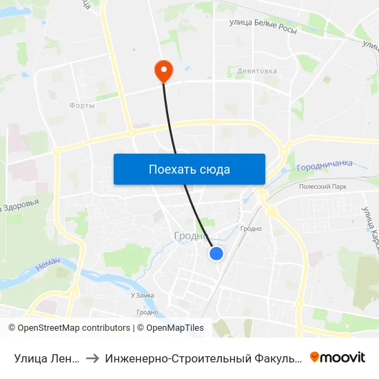 Улица Ленина to Инженерно-Строительный Факультет Гргу map
