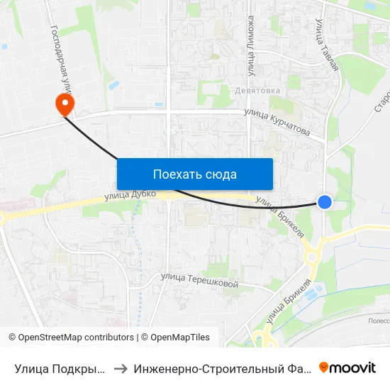 Улица Подкрыжацкая to Инженерно-Строительный Факультет Гргу map