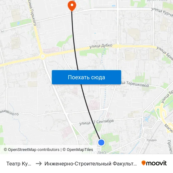 Театр Кукол to Инженерно-Строительный Факультет Гргу map