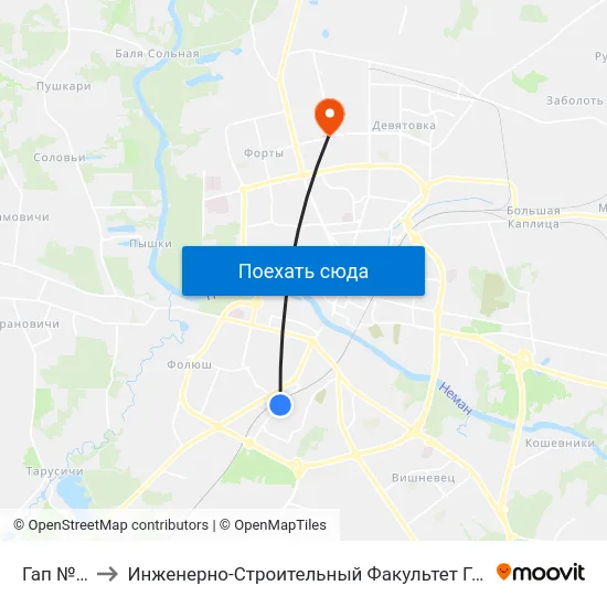 Гап № 2 to Инженерно-Строительный Факультет Гргу map