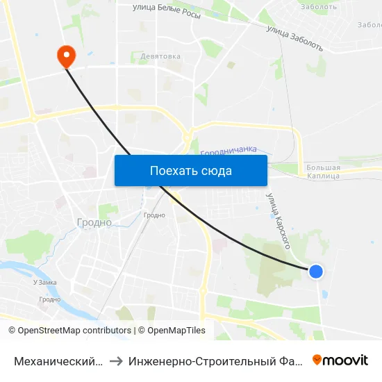 Механический Завод to Инженерно-Строительный Факультет Гргу map