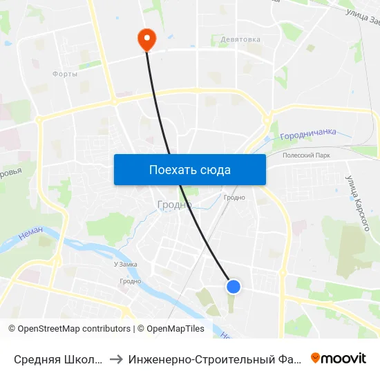 Средняя Школа № 11 to Инженерно-Строительный Факультет Гргу map
