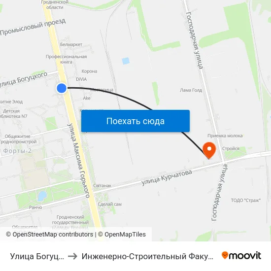 Улица Богуцкого to Инженерно-Строительный Факультет Гргу map