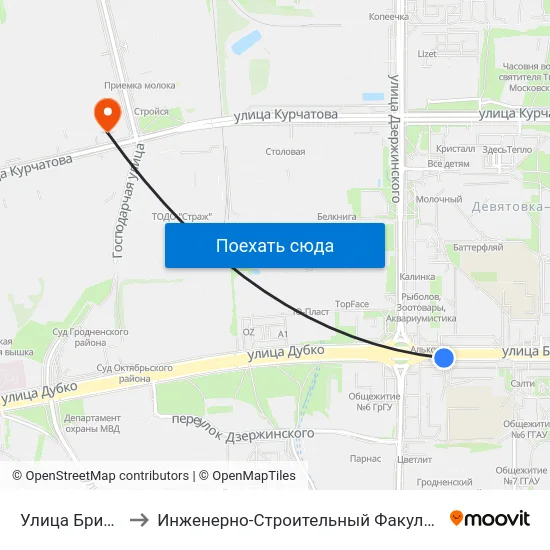 Улица Брикеля to Инженерно-Строительный Факультет Гргу map