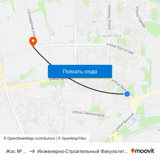 Жэс № 19 to Инженерно-Строительный Факультет Гргу map
