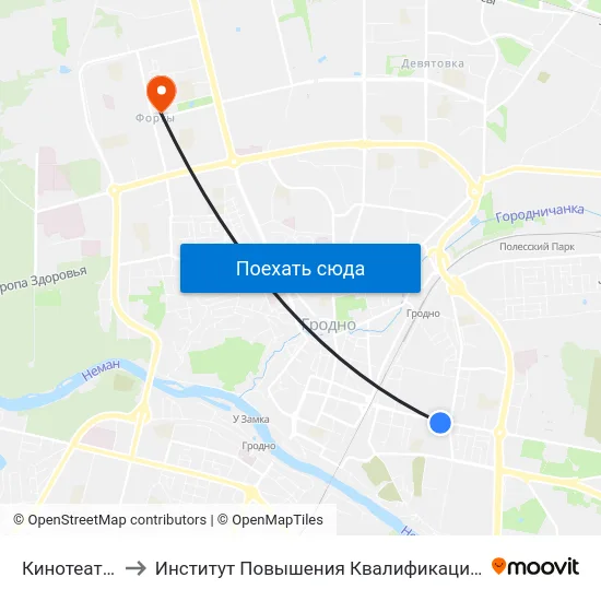 Кинотеатр «Восток» to Институт Повышения Квалификации И Переподготовки Кадров Гргу map