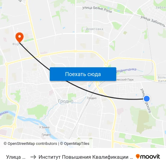 Улица Карского to Институт Повышения Квалификации И Переподготовки Кадров Гргу map