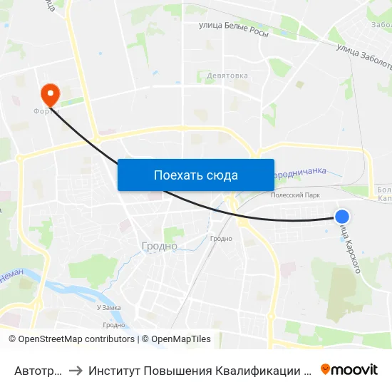 Автотранс № 9 to Институт Повышения Квалификации И Переподготовки Кадров Гргу map